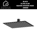Black Ultra Slim Square Shower Head - 200MM