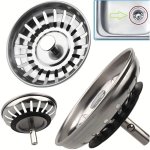 Stainless Steel Kitchen Sink Strainer & Stopper Combo - Easy Install 18-HOLE Drain Basket For Efficient Waste Filtering Durable 