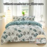 3PCS Polyester Duvet Cover Set 1 Duvet Cover + 2 Pillowcase Without Core Floral Print All Season Bedding Set Soft Comfortable An