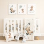 Cot Duvet Bedding Bear Grey Teddy Bear In Moon And Stars Neutral