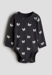 Long-sleeved Bodysuit - Dark Grey bows