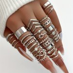 30PCS Hip Hop Style Stacking Rings Trendy Knot Chain Infinity Design Mix And Match For Daily Outfits Party Accessories Suitabl