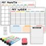 3 Piece Magnetic Fridge Calendar - Whiteboard Monthly Weekly Daily Planner