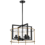 Metal Chandelier Black And Gold With Clear Glass Light Fitting 4 X 60W 11W Es