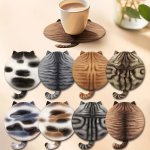 Wooden Cat Shaped Coasters CSC1