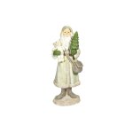 Xmas Light Green Resin Santa Holding A Bear 11X9X26CM