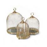 3 Piece Mesh Cake Storage Dome Set Gold