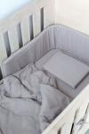 Grey Muslin Cot Duvet Cover - Incl Pillow Inner