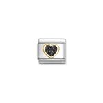 Composable Classic Link Heart Black Glitter