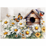 Deco Print Birdhouse With Daisies