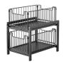 2 Tier Kitchen Storage Rack Pull Out Metal Cabinets Organiser