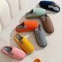 Men's Solid Color Hollow Out Thermal Fuzzy Slides Comfy Non Slip Casual Durable Eva Slippers Men's Winter Indoor Bedroom Shoes