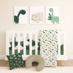 Dinosaur Cot Bedding Set Dino Green Dinosaur Drawing Dino