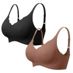 Vertvie Women Seamless Jelly Bras No Underwire Supportive Wireless Push Up Full Coverage Bralette Comfy Scalloped T-Shirt Bra Bl