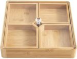 Generic G4-7-4 28X5CM Wooden Serving Tray With Acrylic Lid Tray