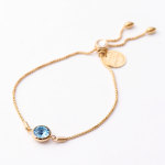 Aqua Crystal Gold Lariat Chain Bracelet - Aqua Crystal