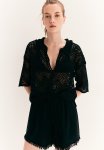 Linen-blend Pull-on Shorts - Black