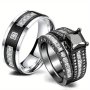 1PC Couple Ring Black Color Women Black Cubic Zirconia Wedding Ring Men 201 Stainless Steel Cz Ring Wedding Band Jewelry Gifts