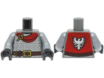 Parts Torso Armor Silver Chain Mail Reddish Brown Belt With Gold Buckle Red Cape With Falcon Pattern Bam Flat Silver Arms Bl
