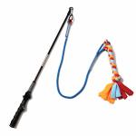Interactive Flirt Pole Toy For Dogs Chase And Tug Of War Durable Teaser Wand With Pet Fleece Rope Tether Lure Toy To Outdoor Exe