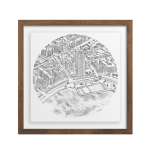 City Bowls - Cape Town Art Print - 297MM X 297MM A3 Width Framed - Kiaat Frame