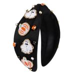 Aratlench Knotted Beaded Headband - Halloween Accessories With Pumpkin Bat & Candy Designs - Perfect For Costume Parties & Gifts