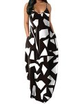 Ofeefan Women Plus Size Maxi Dress Summer Black And White Dress For Women 3XL