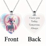 Exquisite Unicorn Heart-shaped Crystal Pendant Necklace Cute Animal Design Neck Jewelry For Women