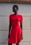 Flared-skirt Dress - Red