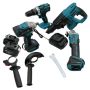 4PCS Heavy Duty Power Tool Set With 4BATTERY Packs+key Holder