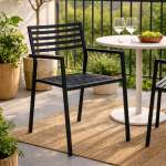 Havana Aluminium Outdoor Dining Armchair Matt White Black - Matt Black