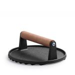 Round Cast Iron Burger Smash Press With Wood Handle