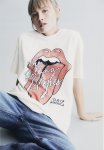 Oversized Printed T-Shirt - Cream & The Rolling Stones