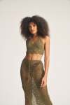 Crochet Midi Skirt - Olive - One Size