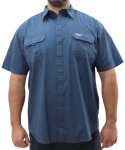 Mens Short Sleeve Soft Bush Shirt - S Blue