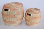Pink & White Natural Seagrass Basket