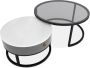 Ziyane 2 Round Nesting Glass & Marble Coffee Table With Storage Drawer