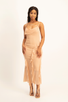 Keira Cowl Neck Ruffle Dress - Nude - S