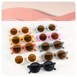 1PC Candy Color Glasses Retro Round Frame Uv Protection Adorable & Stylish Colorful Assortment Unisex For Boys & Girls Outdoor Sun Shades
