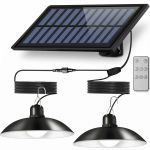 Solar Shed Lights With 2 Pendant Lamps And Remote For Outdoor Use