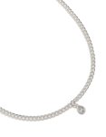 Silver Pear Diamante Drop Cuban Link Necklace