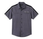 Men’s Stacked Bar & Shield Short Sleeve Shirt – Colorblock – Harley Black & Ombre Blue