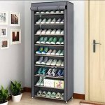 Shoe Rack Plastic Metal Shoe Rack Grey Beige Red 9 Shelves