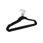10 Piece Velvet Hanger With Chrome Hooks Set Black
