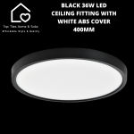 Black 36W LED Ceiling Fitting With White Abs Cover - 400MM
