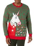Blizzard Bay Men's Unicorn Vomit Ugly Christmas Sweater Green Medium