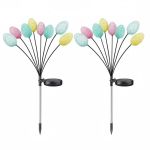 2-PACK Solar Easter Egg Lights - 16 LED Outdoor Waterproof Egg Lights
