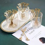 Golden Stainless Steel Dessert Forks 10 15PCS Set - Creative Leaf Design Appetizer Forks For Fruit Cake Ice Cream - Elegant Cutl