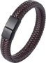 Killer Deals Stainless Steel With Vegan Leather Bracelet - Brown M/l 22.5CM