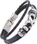 Killer Deals Vegan Leather Multi-strand X Charm Bracelet S-m Black